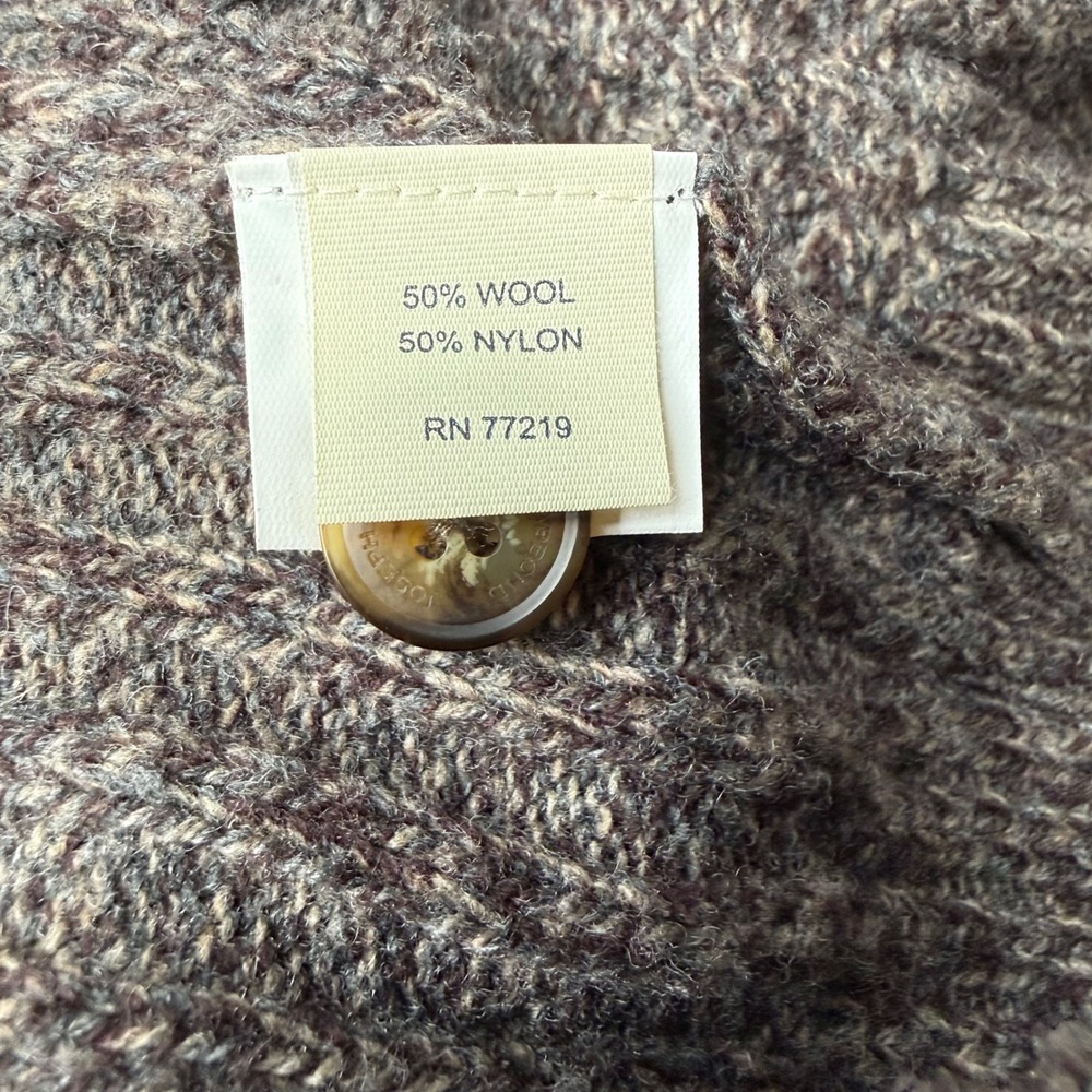 Grandpacore Wool Blend Shawl Collar Cardigan L Brown Cable Knit Old Money Pipe - Picture 4 of 9